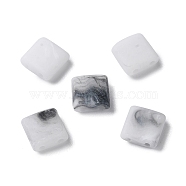 Opaque Acrylic Slide Charms, Square, White, 5.2x5.2x2mm, Hole: 0.8mm(OACR-Z010-01O)