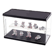 2-Row Transparent Acrylic Minifigures Display Case, for Models, Building Blocks, Doll Display Holder Risers, with Black Base & Top, Clear, Finished Product:14x27x16cm(ODIS-WH0043-09)