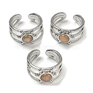 Natural Sunstone Adjustable Rings, with Platinum Brass Findings, Long-Lasting Plated, Jewely for Women, Adjustable(RJEW-K269-10P-02)