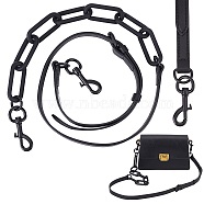 Adjustable Polyester Crossbody Bag Strap, with Swivel Eye Bolt Snap Hook & Acrylic Paperclip Chain, Black, 107cm(FIND-WH0417-10)