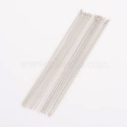 Steel Beading Needles, Platinum, 79x0.4mm, approx 31~34pcs/bag(X-ES002Y)