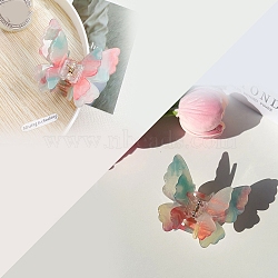 Double Layered Butterfly Acrylic Claw Hair Clips, Hair Accessories for Women & Girls, Dark Sea Green, 65x75mm(PW-WG6EC97-01)