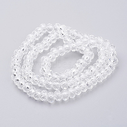 Faceted Imitation Crystal Glass Rondelle Beads, Size: about 4.5mm in diameter, 3.5mm thick, hole: 1mm, about 150pcs/strand, 18.3 inch(X-GLAA-D030-1)