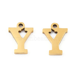 201 Stainless Steel Charms, Alphabet, Letter.Y, 8.5x6.5x1mm, Hole: 1mm(STAS-N091-176Y-LG)