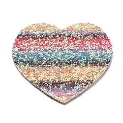 PU Leather Big Pendants, with Sequins, Valentine's Day Collection, Heart, Colorful, 50x56.5x2mm, Hole: 1.6mm(FIND-R050-01C)