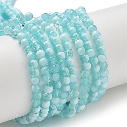 Crackle Glass Beads Strands, Rondelle, Turquoise, 4.5mm, Hole: 0.7mm, about 208~217pcs/strand, 299.21''(760cm)(GLAA-U001-4mm-08)