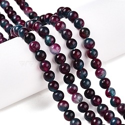 Dyed Natural White Jade Beads Strands, Two Tone, Round, Purple, 6x6mm, Hole: 0.9mm, about 61~65pcs/strand, 14.65~15.2''(37.2~38cm)(G-T138-6mm-210-2)