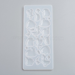 Silicone Molds, Resin Casting Molds, For UV Resin, Epoxy Resin Jewelry Making, Rock Shape, White, 175x75x5mm, Inner Size: 6~28x6~29mm(DIY-G017-B08)