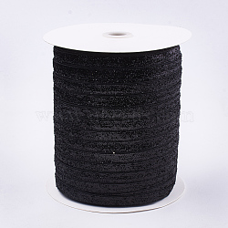 Glitter Sparkle Ribbon, Polyester & Nylon Ribbon, Black, 3/8 inch(9.5~10mm), about 200yards/roll(182.88m/roll).(SRIB-T002-01A-08)