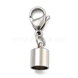 304 Stainless Steel Cord Ends, with Lobster Claw Clasps, Stainless Steel Color, 29mm, Inner Diameter: 7mm(STAS-K273-07C-P)