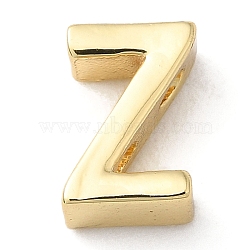 Rack Plating Brass Slide Charms, Cadmium Free & Lead Free, Real 18K Gold Plated, Letter, Letter Z, 8x5x3.5mm, Hole: 1.5mm and 1.4mm(KK-M254-15G-Z)