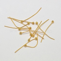 Brass Ball Head pins, Lead Free & Nickel Free & Cadmium Free, Real 18K Gold Plated, 21x0.5mm, 24 Gauge, Head: 2mm(KK-L137-16G-NR)