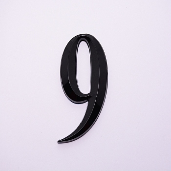 Plastic & PVC Number Sign Labels, Black, Num.9, 9: 51.5x31.5x8mm