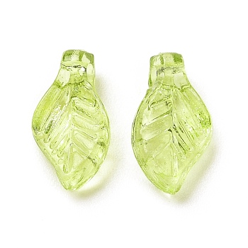 Transparent Acrylic Charms, for Earrings Accessories, Leaf Charms, Green Yellow, 9.7x5.5x3.6mm, Hole: 1.2mm