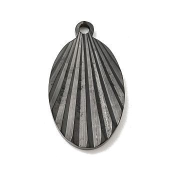 Ion Plating(IP) 304 Stainless Steel Pendants, Oval Charm, Black, 22.5x13x1.9mm, Hole: 1.6mm