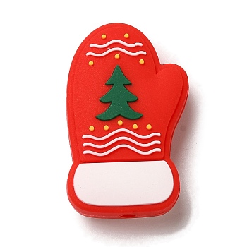 Christmas series Silicone Beads, Red, Glove, 30x19x8.5mm, Hole: 2mm