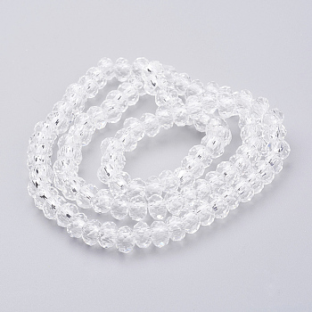 Faceted Imitation Crystal Glass Rondelle Beads, Size: about 4.5mm in diameter, 3.5mm thick, hole: 1mm, about 150pcs/strand, 18.3 inch