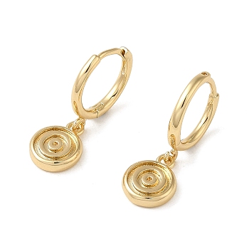 Brass Dangle Earrings, Flat Round, Light Gold, 22.5x7.5mm