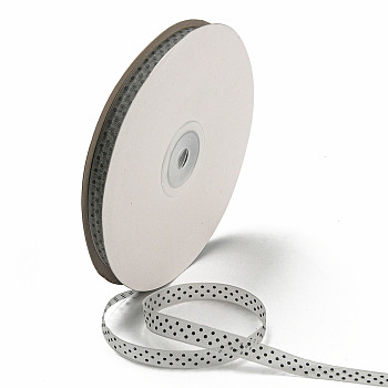 100 Yards Polka Dot Print Nylon Ribbons, Flat, Dark Slate Gray, 3/8 inch(10mm), about 100 Yards/Roll