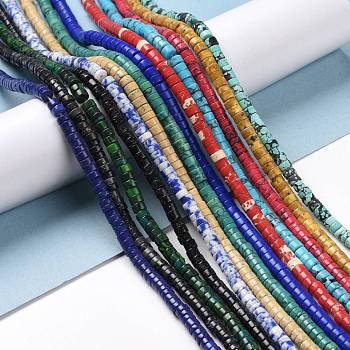 Synthetic Turquoise Beads Strands, Dyed, Column, Mixed Color, 4x2~2.5mm, Hole: 0.7mm, about 194pcs/strand, 15.28~15.35''(38.8~39cm)