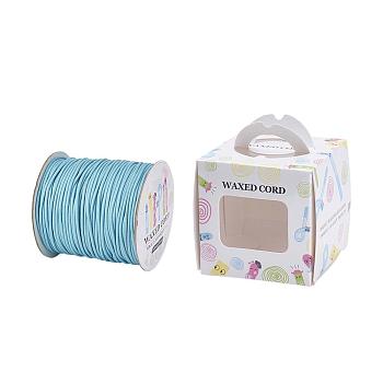 Eco-Friendly Korean Waxed Polyester Cord, Light Sky Blue, 0.5mm, about 200yards/roll(600 feet/roll)(182.88m/roll)