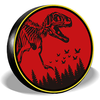 Polyester Tyre Cover, with Contraction Band, Flat Round with Pattern, Dinosaur Pattern, 700~750mm