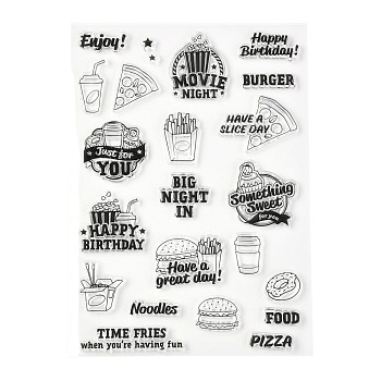 Silicone Clear Stamps, for Card Making Decoration DIY Scrapbooking, Food Pattern, 21x15x0.3cm