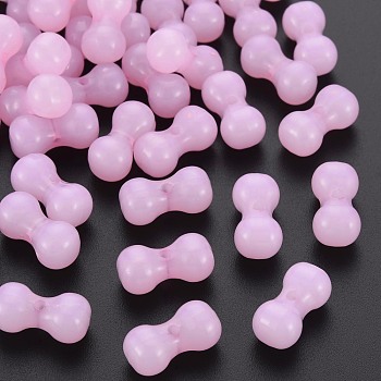 Imitation Jelly Acrylic Beads, Bone Shapes, Pearl Pink, 9x17.5x8.5mm, Hole: 1.8mm, about 600pcs/500g