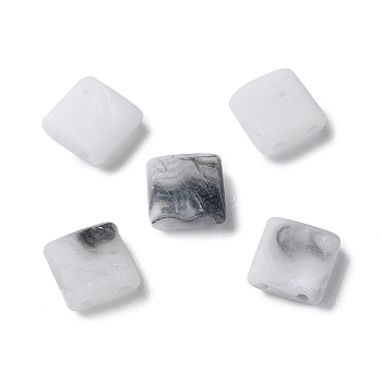 Opaque Acrylic Slide Charms, Square, White, 5.2x5.2x2mm, Hole: 0.8mm