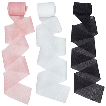 3 Rolls 3 Colors Polyester Chiffon Ribbon, for DIY Jewelry Making, Gift Packaging, Mixed Color, 1-5/8 inch(40mm), about 5.47 Yards(5m)/Roll, 1roll/color