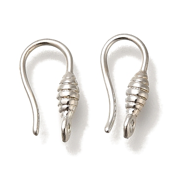 Brass Earring Hooks, Cadmium Free & Lead Free, 925 Sterling Silver Plated, 13.5x7x3mm, Hole: 1mm, Pin: 0.8mm