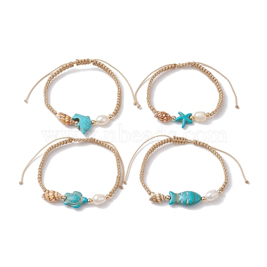 Mixed Shapes Synthetic Turquoise Bracelets