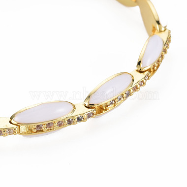 Brass Micro Pave Cubic Zirconia Link Chain Bracelet for Women(BJEW-T020-05G-08)-2