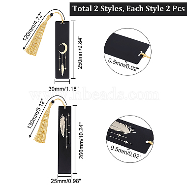 Elite 4Pcs 2 Style Brass or Stainless Steel Bookmarks(AJEW-PH0004-65)-2