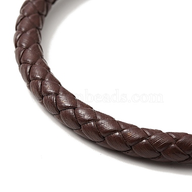 Leather Braided Cord Bracelet with 304 Stainless Steel Magnetic Column Clasps for Men Women(BJEW-C021-02-P)-4