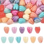 50Pcs 11 Styles Synthetic Coral Beads, Dyed, Flower, Mixed Color,  8~8.5x6.5~7mm, Hole: 1mm(CORA-FS0001-05)