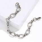 Non-Tarnish 201 Stainless Steel Oval Link Chain Bracelet, Stainless Steel Color, Inner Diameter: 7-1/2 inch(19cm)(KM2112-2)
