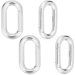 2Pcs 925 Sterling Silver Spring Gate Rings, Oval, with 925 Stamp, Silver, 17x9.5x2.5mm(STER-BBC0006-45)