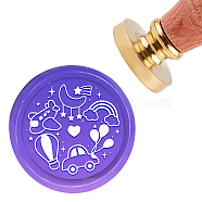 Brass Wax Seal Stamp with Handle, for DIY Scrapbooking, Car Pattern, 3.5x1.18 inch(8.9x3cm)(AJEW-WH0184-0384)