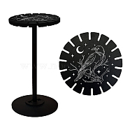 Wooden Wheel, Wooden Display Shelf, Black Holder Stand, Rustic Divination Pendulum Storage Rack, Witch Stuff, Raven Pattern, Wheel: 120x8mm, 2pcs, Studdle: 288x12mm, 1pc(DJEW-WH0046-011)