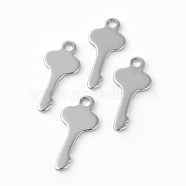 201 Stainless Steel Charms, Key, Stainless Steel Color, 24x11x1.4mm, Hole: 2mm(STAS-F192-058P)