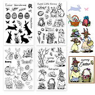 Elite 4 Sheets 4 Styles Easter Theme PVC Plastic Stamps, for DIY Scrapbooking, Photo Album Decorative, Cards Making, Stamp Sheets, Film Frame, Rabbit & Easter Egg & Chick, Easter Theme Pattern, 16x11x0.3cm, 1 sheet/style(DIY-PH0010-31)
