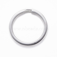 304 Stainless Steel Split Key Rings, Keychain Clasp Findings, Stainless Steel Color, 25x2mm(STAS-H383-30P)