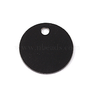 304 Stainless Steel Charms, Blank Stamping Tag, Flat Round, Electrophoresis Black, 10x0.8mm, Hole: 1.2mm(STAS-H310-07)