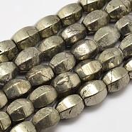 Natural Pyrite Lantern Beads Strands, 10x9mm, Hole: 1mm, about 39pcs/strand, 15.7 inch(G-F197-03-9x10mm)