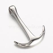 304 Stainless Steel Pendants, Anchor, Stainless Steel Color, 34x24.5x6mm, Hole: 4mm(STAS-D166-28P)