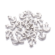 201 Stainless Steel Pendants, Anchor, Stainless Steel Color, 16x13x1mm, Hole: 1.5mm(STAS-L234-090P)