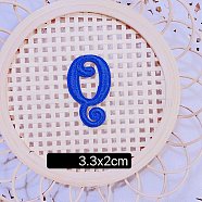 (Clearance Sale)Computerized Embroidery Cloth Self Adhesive Patches, Stick on Patch, Costume Accessories, Letter, Blue, Q:33x20mm(FIND-TAC0002-02Q)