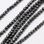 Non-magnetic Synthetic Hematite Bead Strands, Faceted Round, 2mm, Hole: 0.8mm, about 190pcs/strand, 16 inch(G-A129-2mm-26)