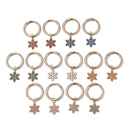 Christmas Alloy Enamel Shoe Charms, with Spring Gate Rings, Snowflake Charm, for Boot Decoration, Mixed Color, 60mm, 14pcs/set(HJEW-JM01093)